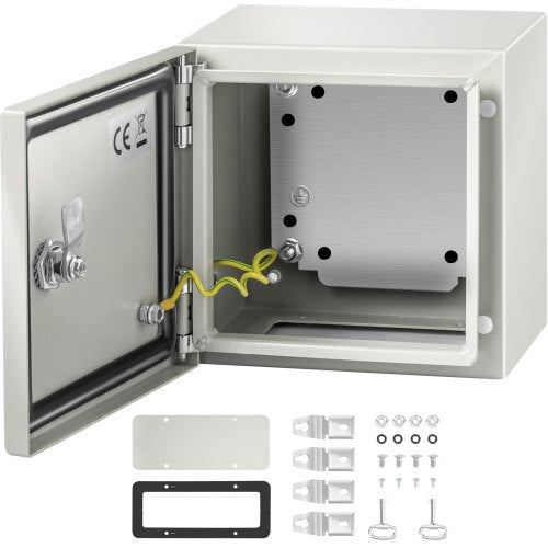 VEVOR NEMA Steel Enclosure, 20x20x15 cm NEMA 4X Steel Electrical Box, IP66 Waterproof & Dustproof, Outdoor / Indoor Electrical Junction Box
