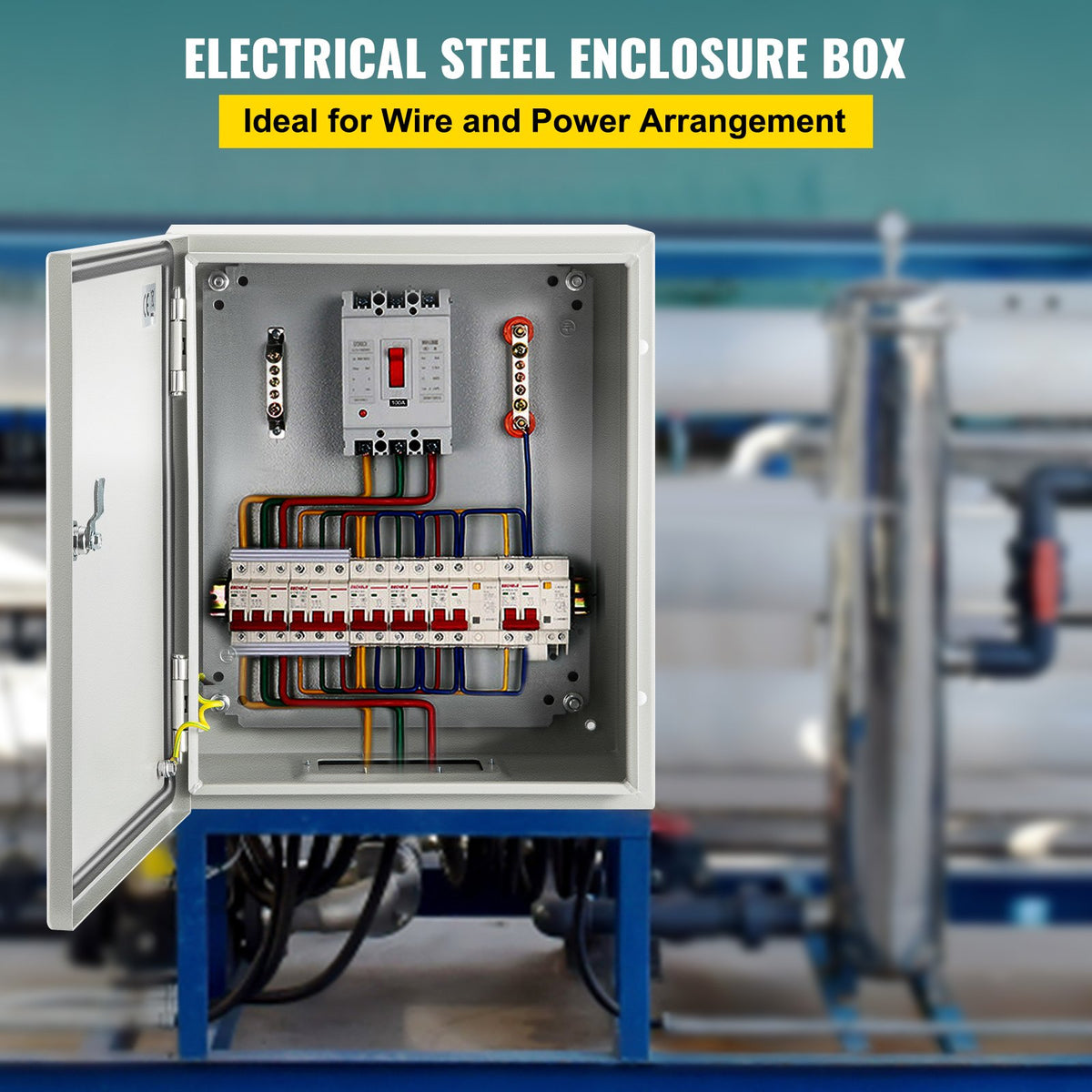 VEVOR NEMA Steel Enclosure, 25x20x15 cm NEMA 4X Steel Electrical Box, IP66 Waterproof & Dustproof, Outdoor/Indoor Electrical Junction Box, with Mounting Plate