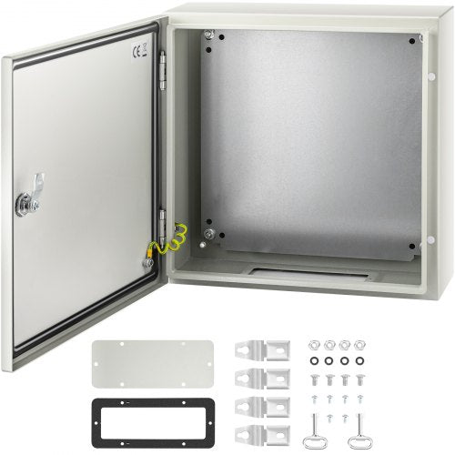 VEVOR NEMA Steel Enclosure, 40x40x15 cm NEMA 4X Steel Electrical Box, IP66 Waterproof & Dustproof, Outdoor/Indoor Electrical Junction Box, with Mounting Plate