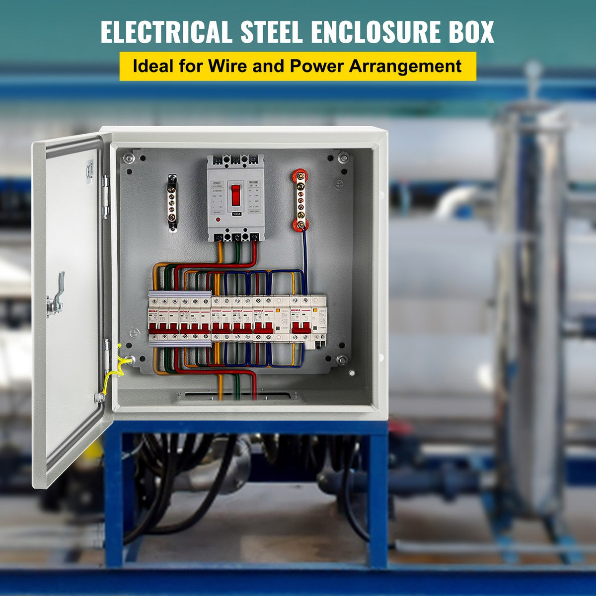 VEVOR NEMA Steel Enclosure, 40x40x15 cm NEMA 4X Steel Electrical Box, IP66 Waterproof & Dustproof, Outdoor/Indoor Electrical Junction Box, with Mounting Plate
