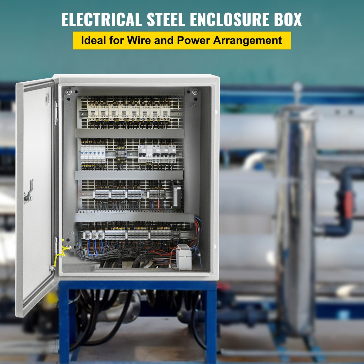 VEVOR NEMA Steel Enclosure, 50x40x25 cm NEMA 4X Steel Electrical Box, IP66 Waterproof & Dustproof, Outdoor/Indoor Electrical Junction Box, with Mounting Plate