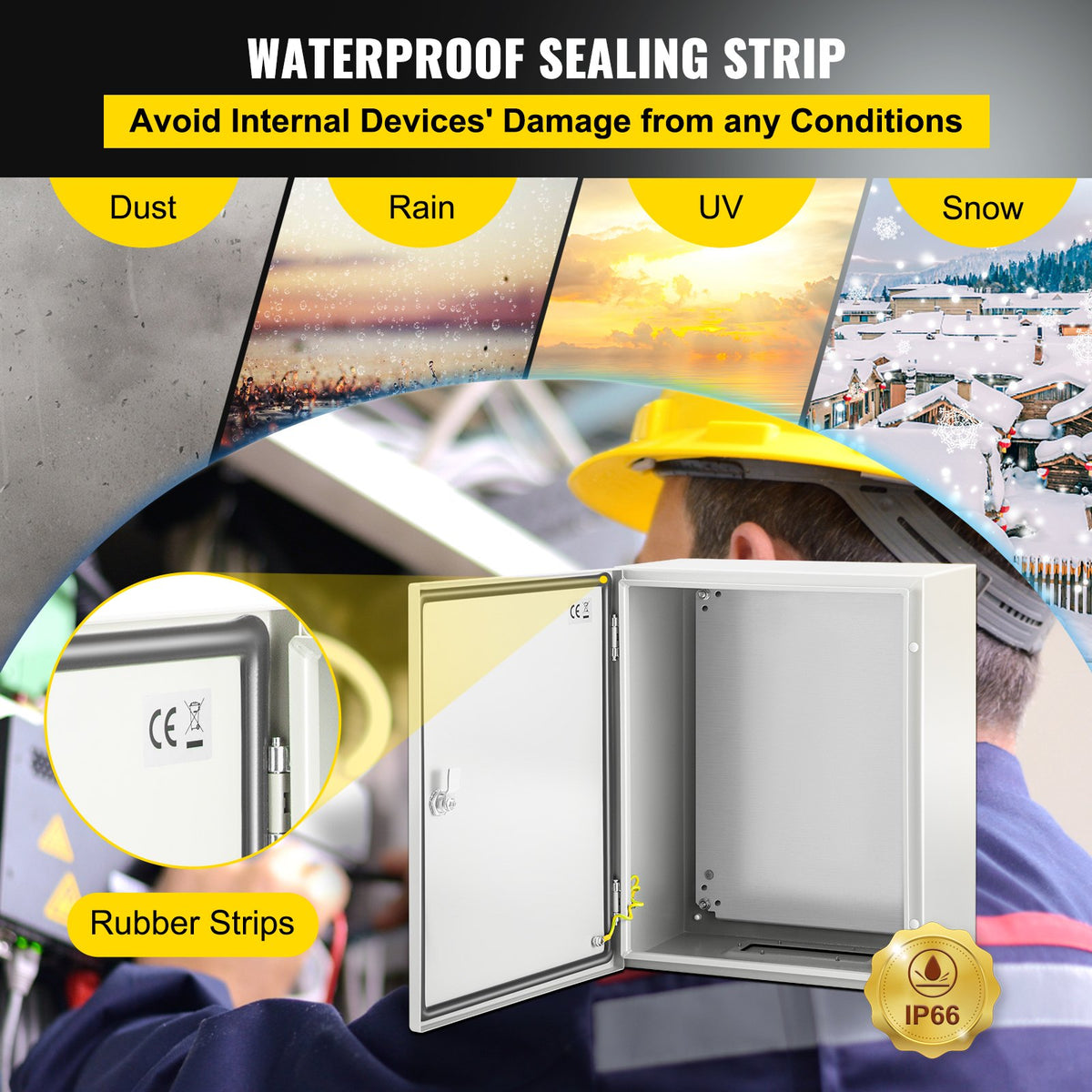 VEVOR NEMA Steel Enclosure, 50x40x25 cm NEMA 4X Steel Electrical Box, IP66 Waterproof & Dustproof, Outdoor/Indoor Electrical Junction Box, with Mounting Plate