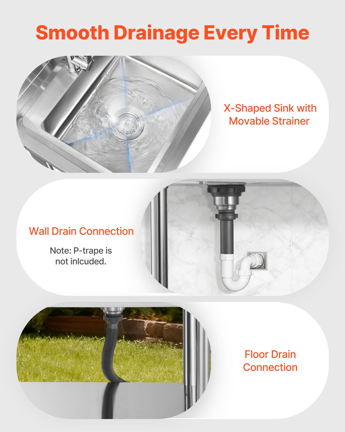 VEVOR Stainless Steel Utility Sink, Rolling Single Bowl Commercial Kitchen Sink with Drawer, Faucet and Hot & Cold Water Pipe, Utility Basin for Garage, Restaurant, Laundry, 1200 x 500 x 940 mm