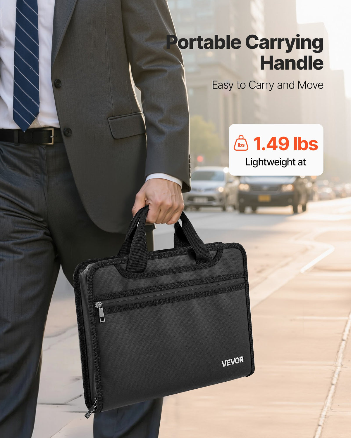 VEVOR Fireproof Document Bag, 1000 ℃ Heat Insulated Fireproof & Waterproof Bag, Portable Multi-Layer File Storage Security Organizer Home Office Travel Use, for Passports, Important Documents, Files