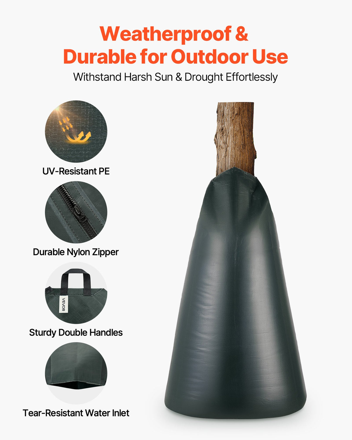 VEVOR 75.7 L Tree Watering Bags, 25 Pack 3-4 Hours Slow Release Gator Bags for Trees, Heavy Duty PE Tree Drip Irrigation Bag with Zipper, Durable & Reusable Deep Root Shrub Watering Bag