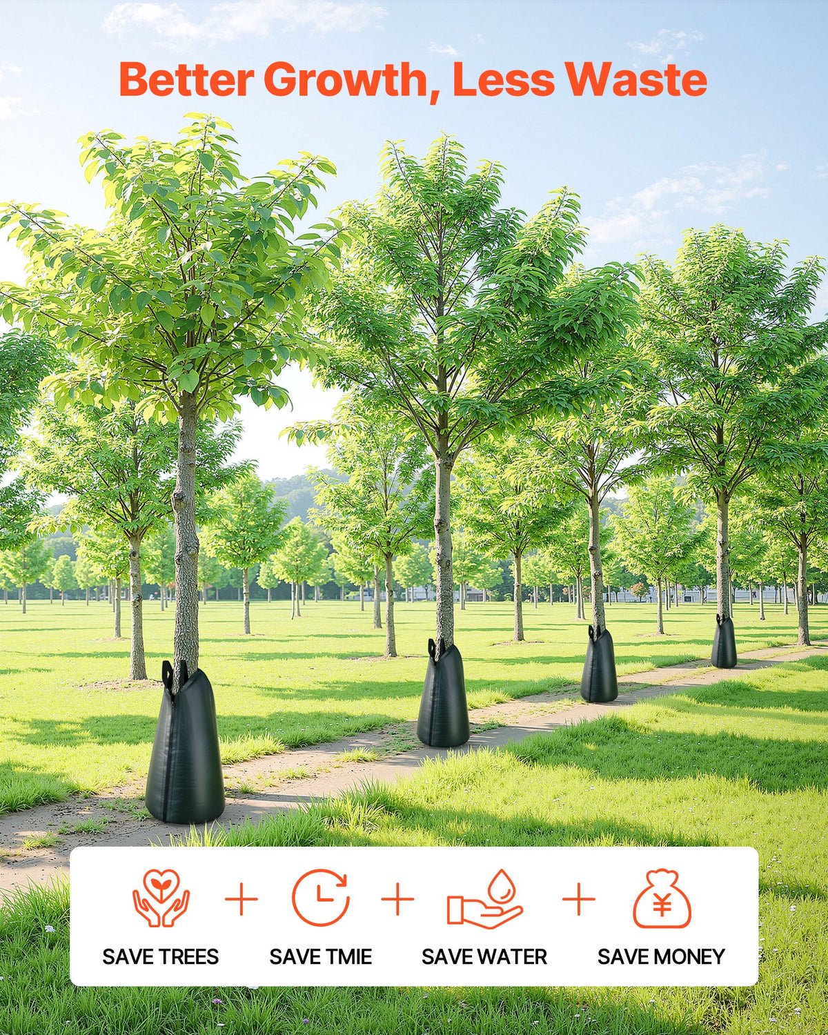 VEVOR 75.7 L Tree Watering Bags, 25 Pack 3-4 Hours Slow Release Gator Bags for Trees, Heavy Duty PE Tree Drip Irrigation Bag with Zipper, Durable & Reusable Deep Root Shrub Watering Bag