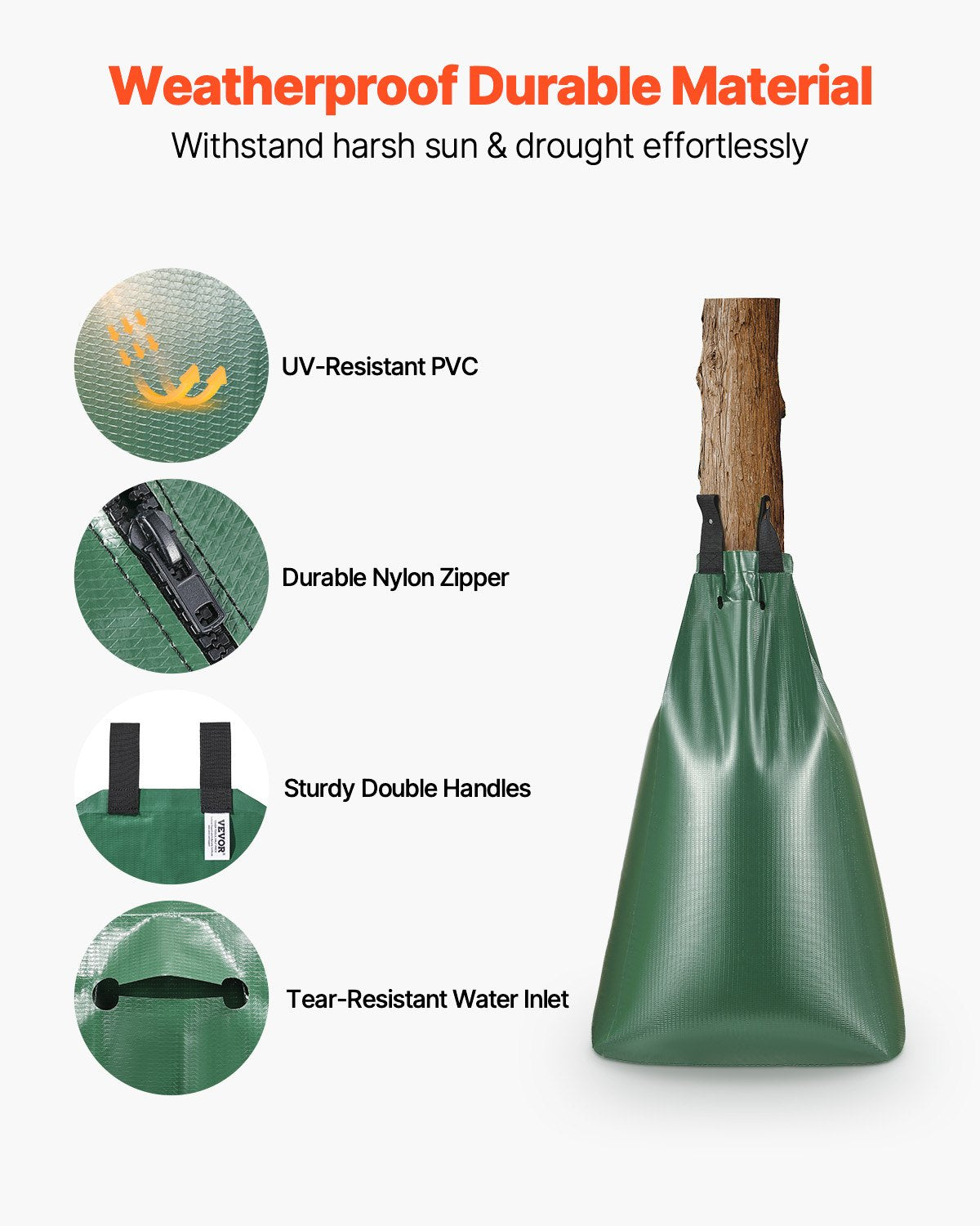 VEVOR Tree Watering Bag, 8 Packs 20 Gallons Watering Bags for New Trees, 5-9 Hours Slow Release Refillable Tree Drip Irrigation Bags with Zipper, Durable Tree Watering System for Deep Root Targeting