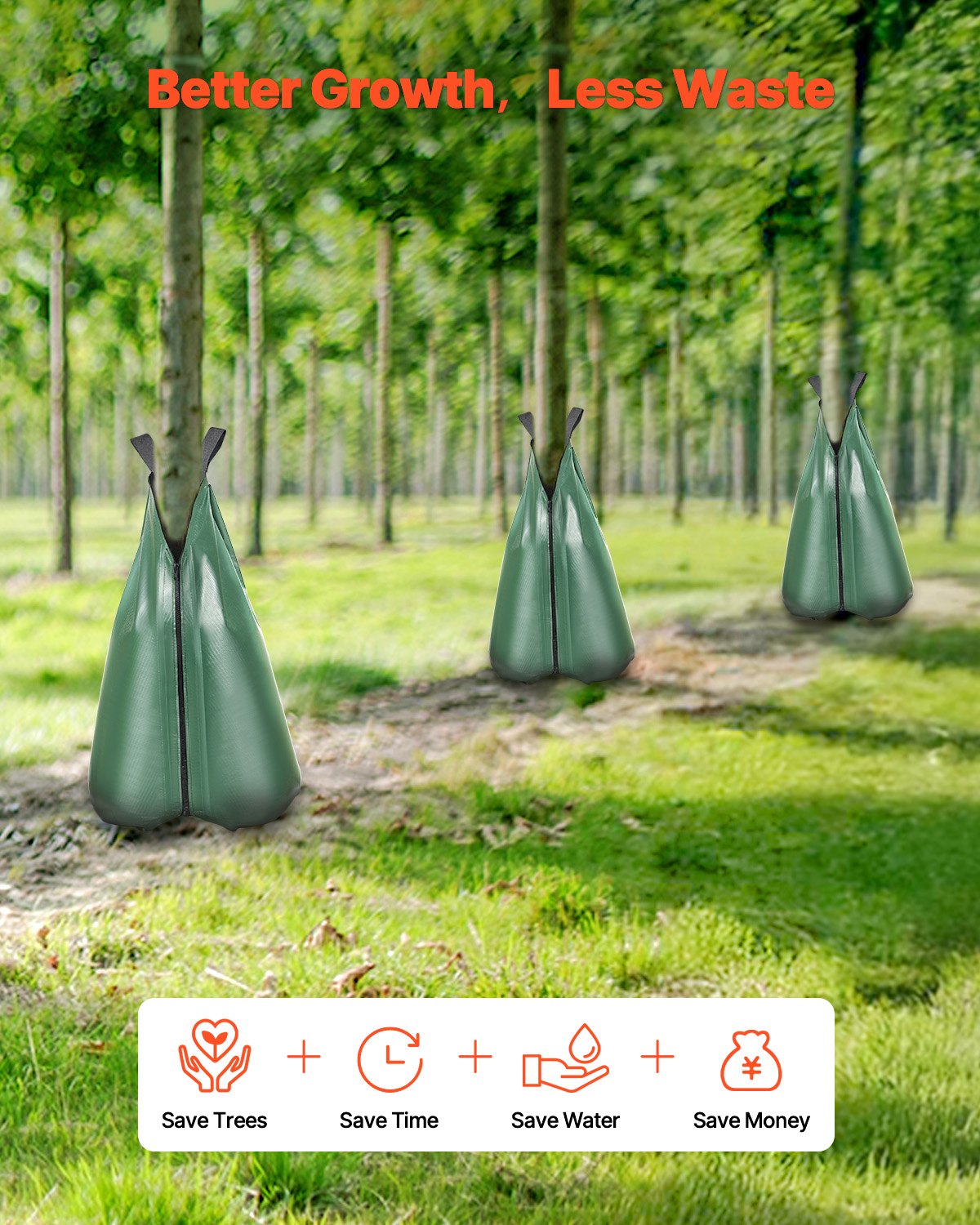 VEVOR Tree Watering Bag, 8 Packs 20 Gallons Watering Bags for New Trees, 5-9 Hours Slow Release Refillable Tree Drip Irrigation Bags with Zipper, Durable Tree Watering System for Deep Root Targeting