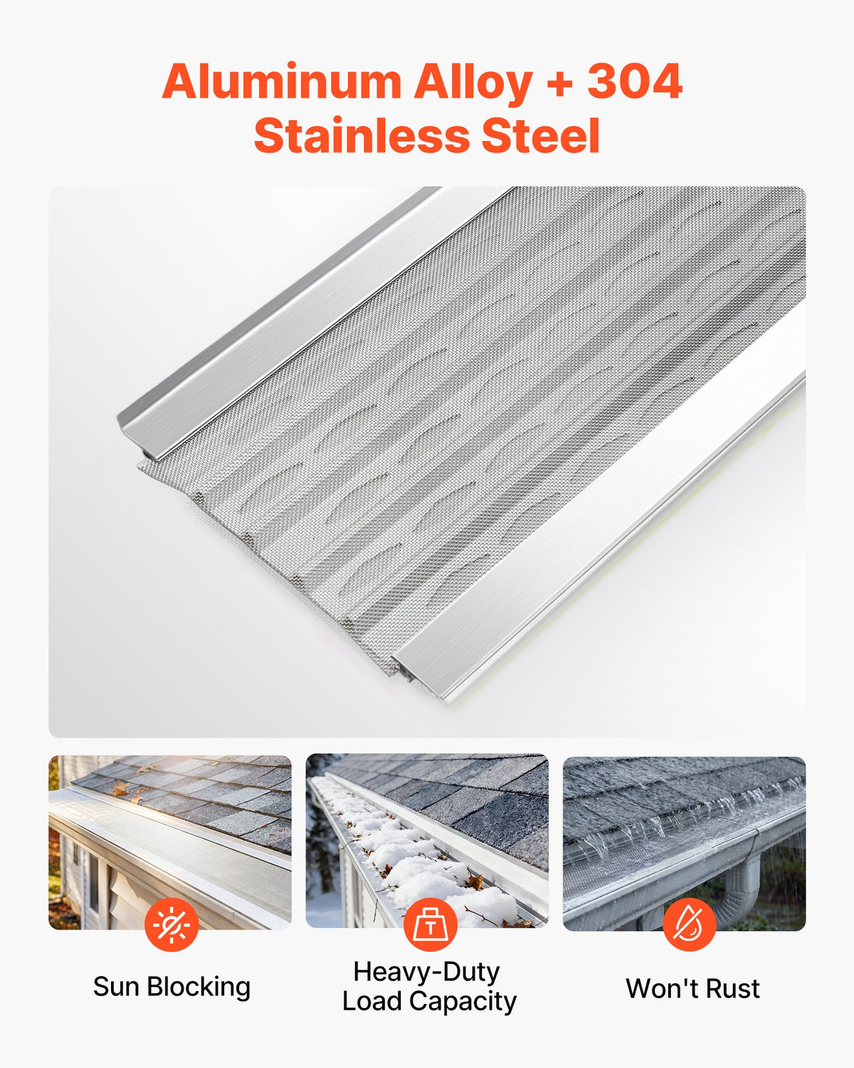 VEVOR Gutter Guard, 127mm Aluminum Gutter Cover with Stainless Steel Micro Mesh, Heavy-Duty 30.48m Length, 1.02mm Thickness, Leaf Guard for Debris and Pine Needles, Easy DIY, Screws Include, 20 PCS
