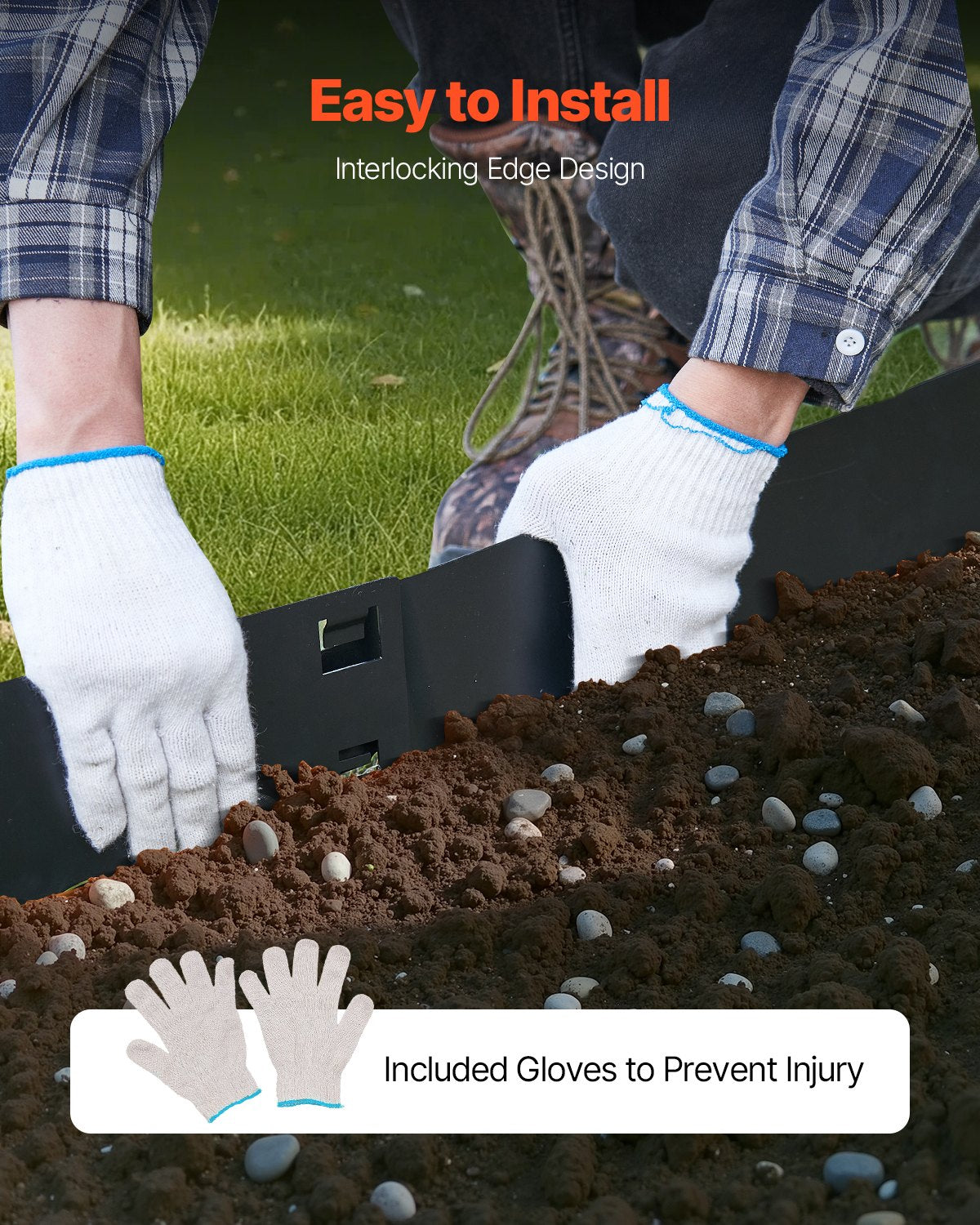 VEVOR Steel Landscape Edging, 5 Packs 39 x 3 in Rust-Resistant Metal Landscape Edging, Bendable Garden Edging Border, Heavy Duty Lawn Edging, Easy-to-Install, Flower Bed Yard Pathway Divider Black