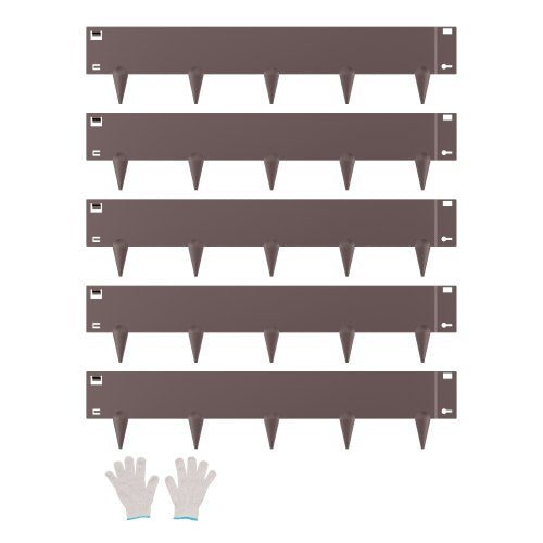 VEVOR Steel Landscape Edging, 5 Packs 39 x 5 in Rust-Resistant Metal Landscape Edging, Bendable Garden Edging Border, Heavy Duty Lawn Edging, Easy-to-Install, Flower Bed Yard Pathway Divider Brown
