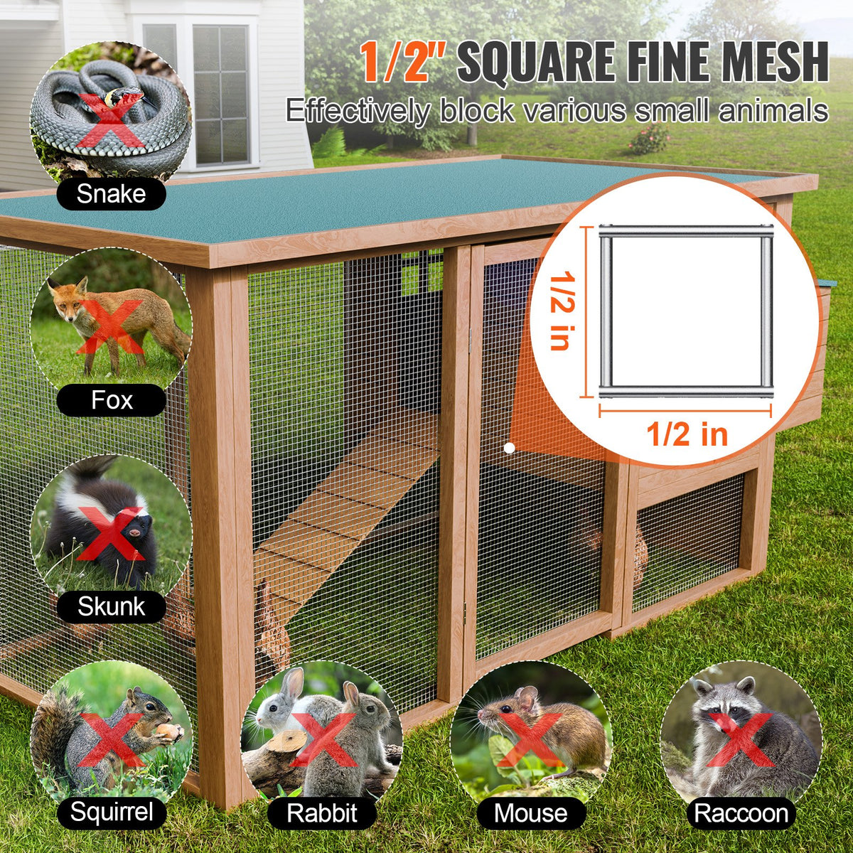 VEVOR Hardware Cloth 12.7 mm 610 mm x 30.48 m 19 Gauge Chicken Wire Fence, Hot-Dip Galvanized After Welding Metal Wire Mesh Roll, Garden Plant Welded Fencing Roll Supports Poultry Netting Cage Fence