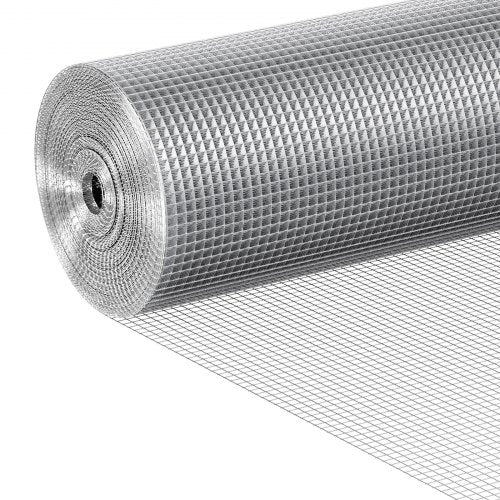 VEVOR Hardware Cloth 6.35 mm 915 mm x 15.24 m 23 Gauge Chicken Wire Fence, Hot-Dip Galvanized After Welding Metal Wire Mesh Roll, Garden Plant Welded Fencing Roll Supports Poultry Netting Cage Fence