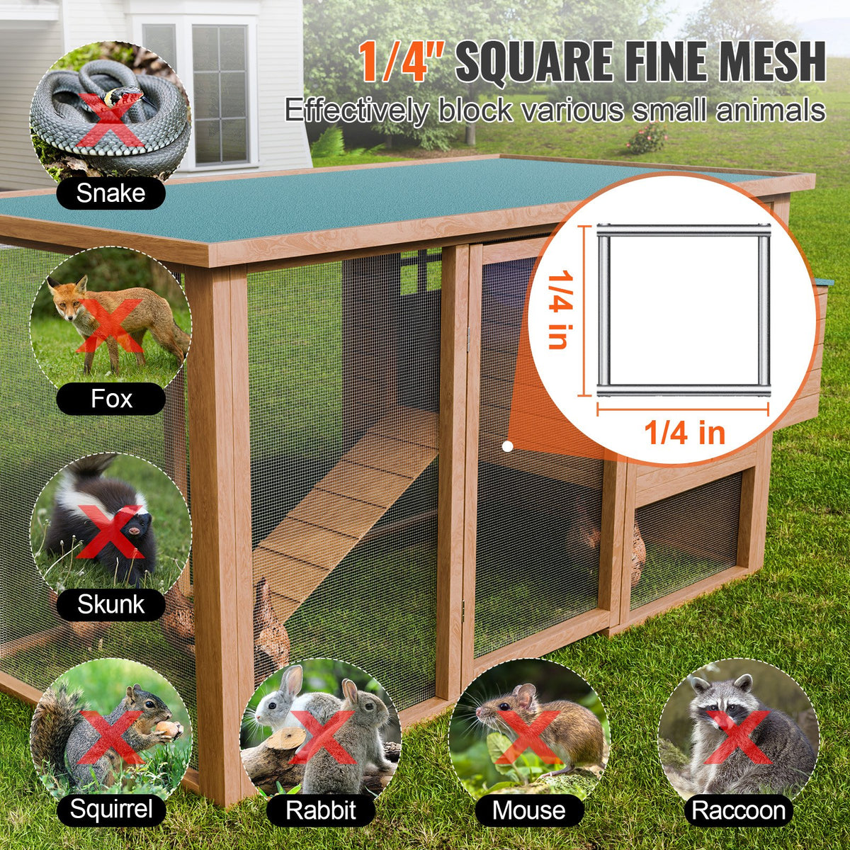 VEVOR Hardware Cloth 6.35 mm 1220 mm x 15.24 m 23 Gauge Chicken Wire Fence, Hot-Dip Galvanized After Welding Metal Wire Mesh Roll, Garden Plant Welded Fencing Roll Supports Poultry Netting Cage Fence