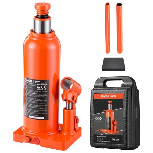 VEVOR Hydraulic Bottle Jack 4 Ton (8818.5 lbs) 194-379 mm Lifting Range, for Midsize Sedan, Midsize SUV, Van, Auto Repair & House Lift, Multi-Directional Welded Jack with Carrying Case & Long Handle