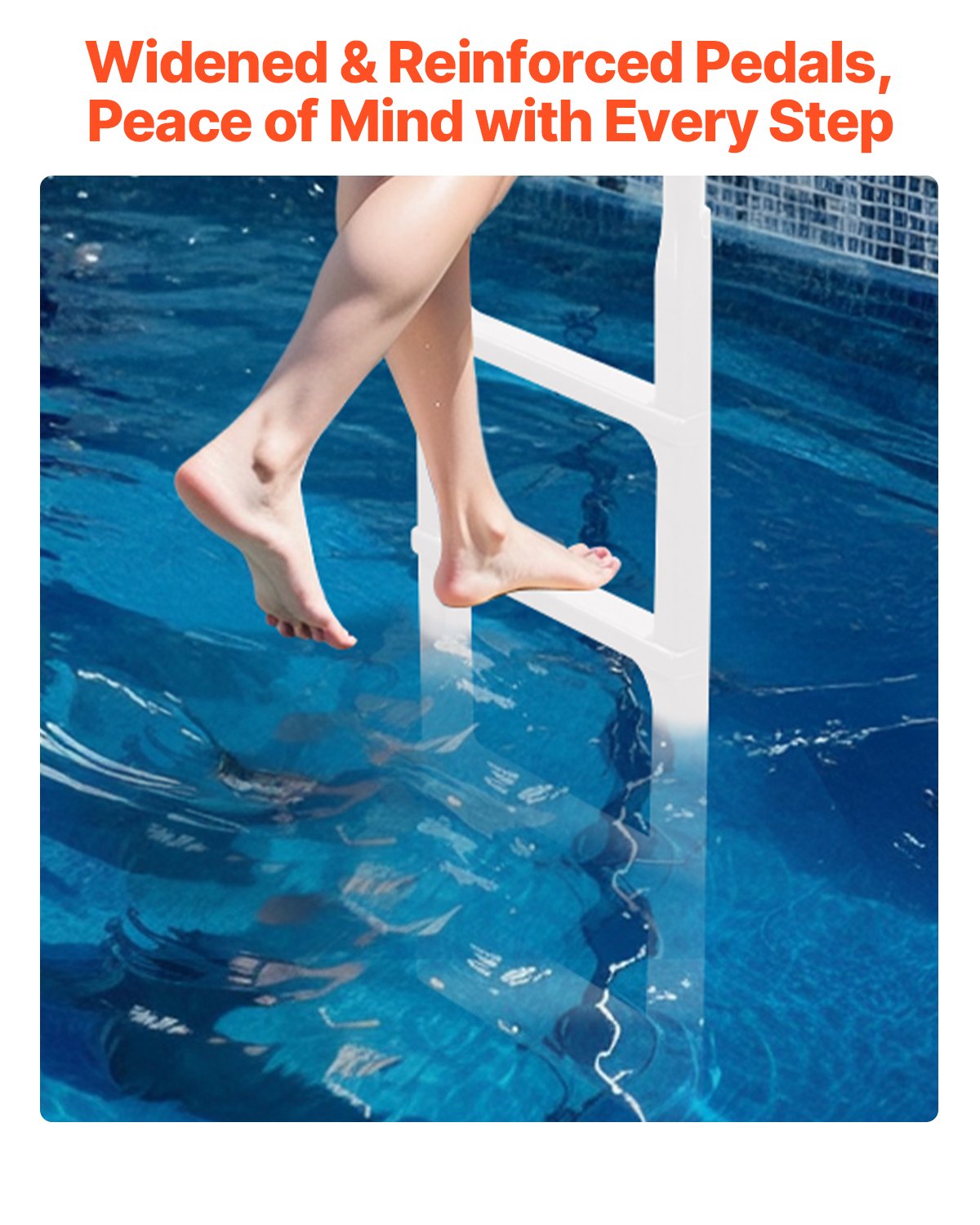 VEVOR Swimming Pool Ladder, 4-Step Double Handrails Stair, Non-slip Thickened Heavy Duty Steps, Load Capacity 300 lb, for 48-54 In Inground & Above-ground Pools of Any Deck Surface Indoor & Outdoor