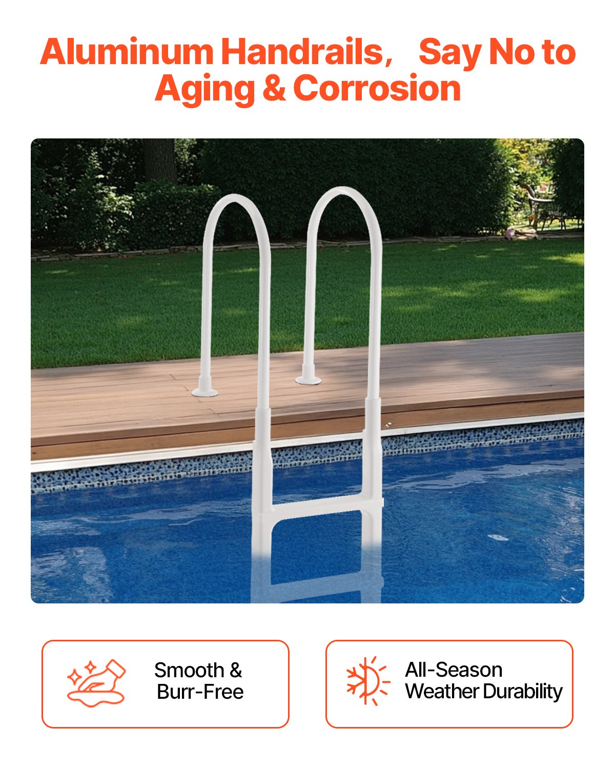 VEVOR Swimming Pool Ladder, 4-Step Double Handrails Stair, Non-slip Thickened Heavy Duty Steps, Load Capacity 300 lb, for 48-54 In Inground & Above-ground Pools of Any Deck Surface Indoor & Outdoor