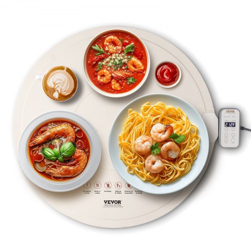 VEVOR Electric Warming Tray, Food Warming Mat for Buffet, Rollable & Portable Silicone Food Warmer with 4 Adjustable Temperature Settings, Auto Shut-Off & Child Lock, Perfect for Parties, Catering