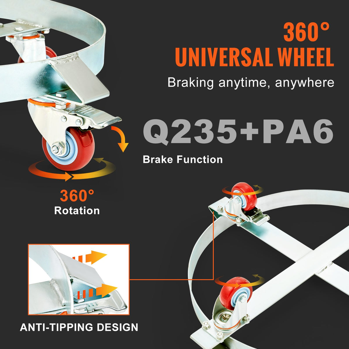VEVOR 208.2 L Heavy Duty Drum Dolly
