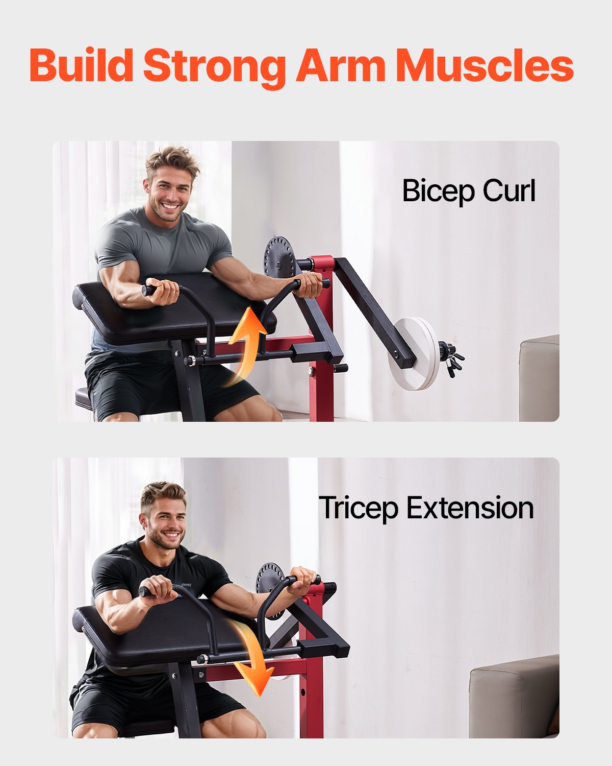 VEVOR Preacher Curl Machine, 2 in 1 Bicep Curl Machine and Triceps Extension Machine, Seated Arm Isolated Bicep Station, Strength Training Workout Weight Bench, Exercise Equipment for Home Gym