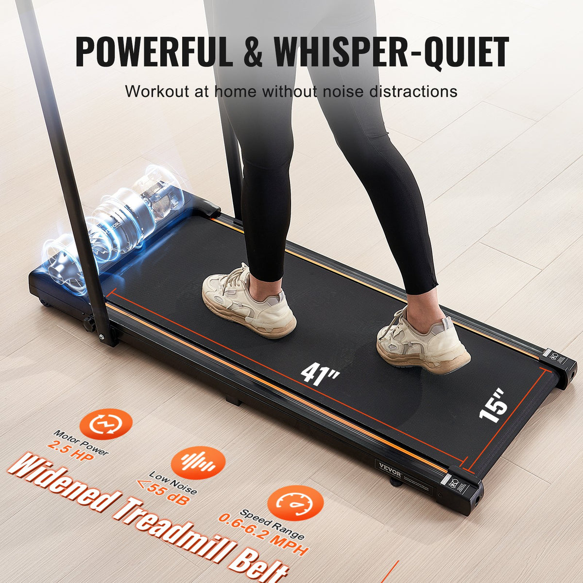 VEVOR Walking Pad, Under Desk Treadmill for Home Office, Working Walking Running Machine, 265 Lbs Capacity Folding Treadmill, 2.5HP 2 in 1 Portable Pad with Handle Bar, Remote Control and LED Display