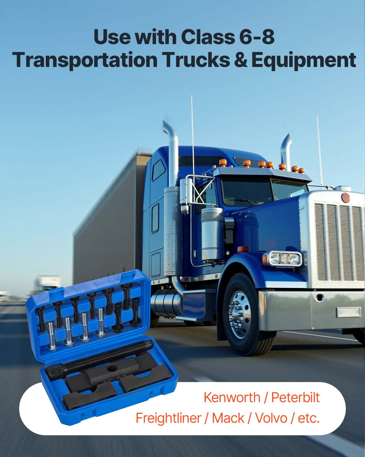 VEVOR Yoke Puller, Made for Class 6-8 Transportation Trucks and Equipment, Heavy Duty Yoke Removal Tool Kit, Automotive Yoke Puller Kit Compatible with Kenworth, Peterbilt, Freightliner, Mack, Volvo