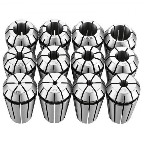 VEVOR ER16 Collet Set 1/16"-13/32" 12 Piece ER16 Spring Collet Chuck Set, for CNC Milling Machines & Drill Presses, 0.0008" TIR High Concentricity, Lathe Chuck Tool with Storage Case, Alloy Steel