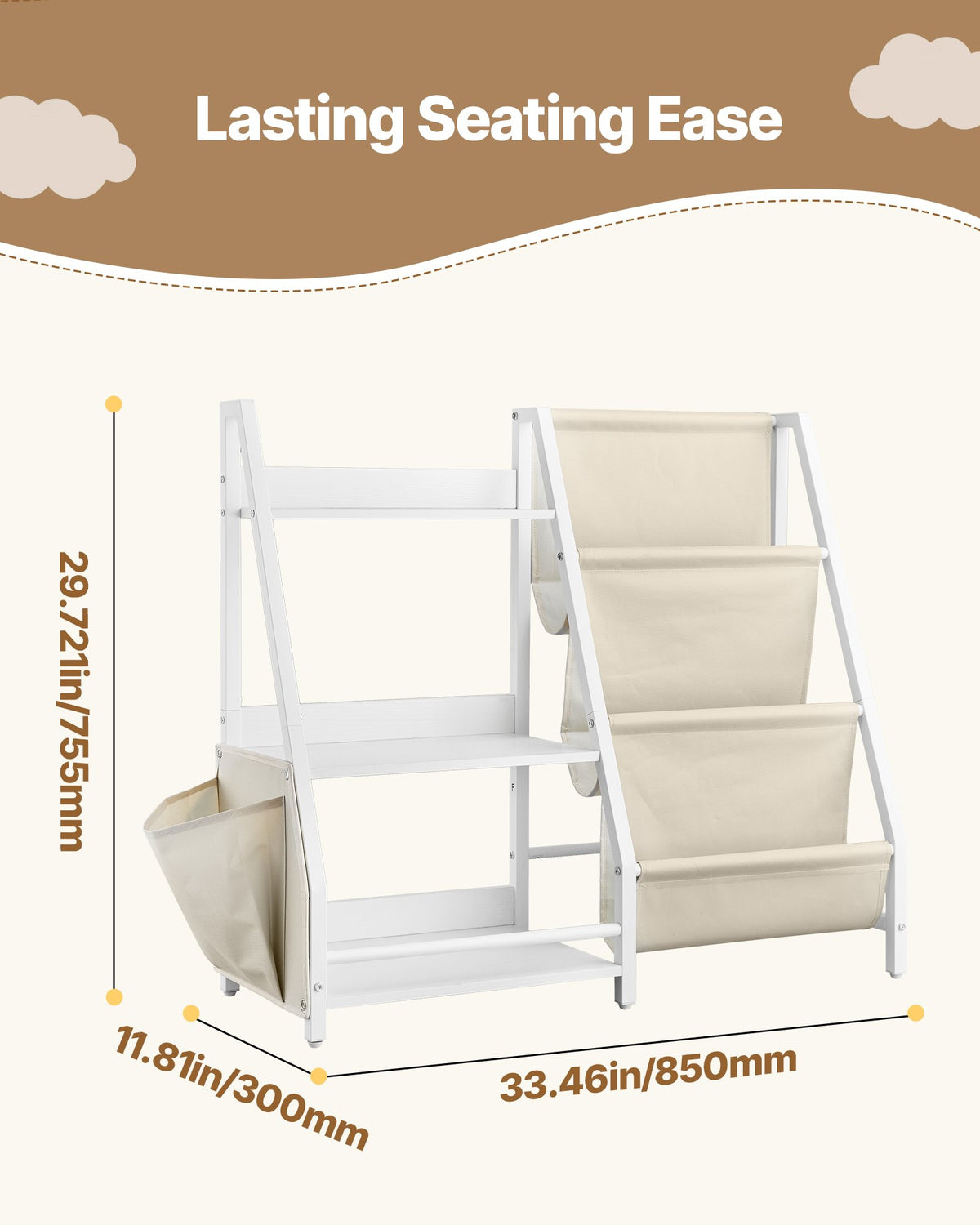 VEVOR 3-Tier Kids Bookshelf