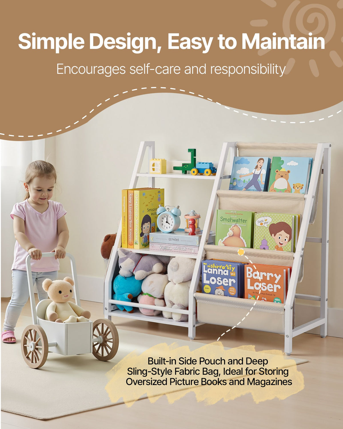 VEVOR 3-Tier Kids Bookshelf