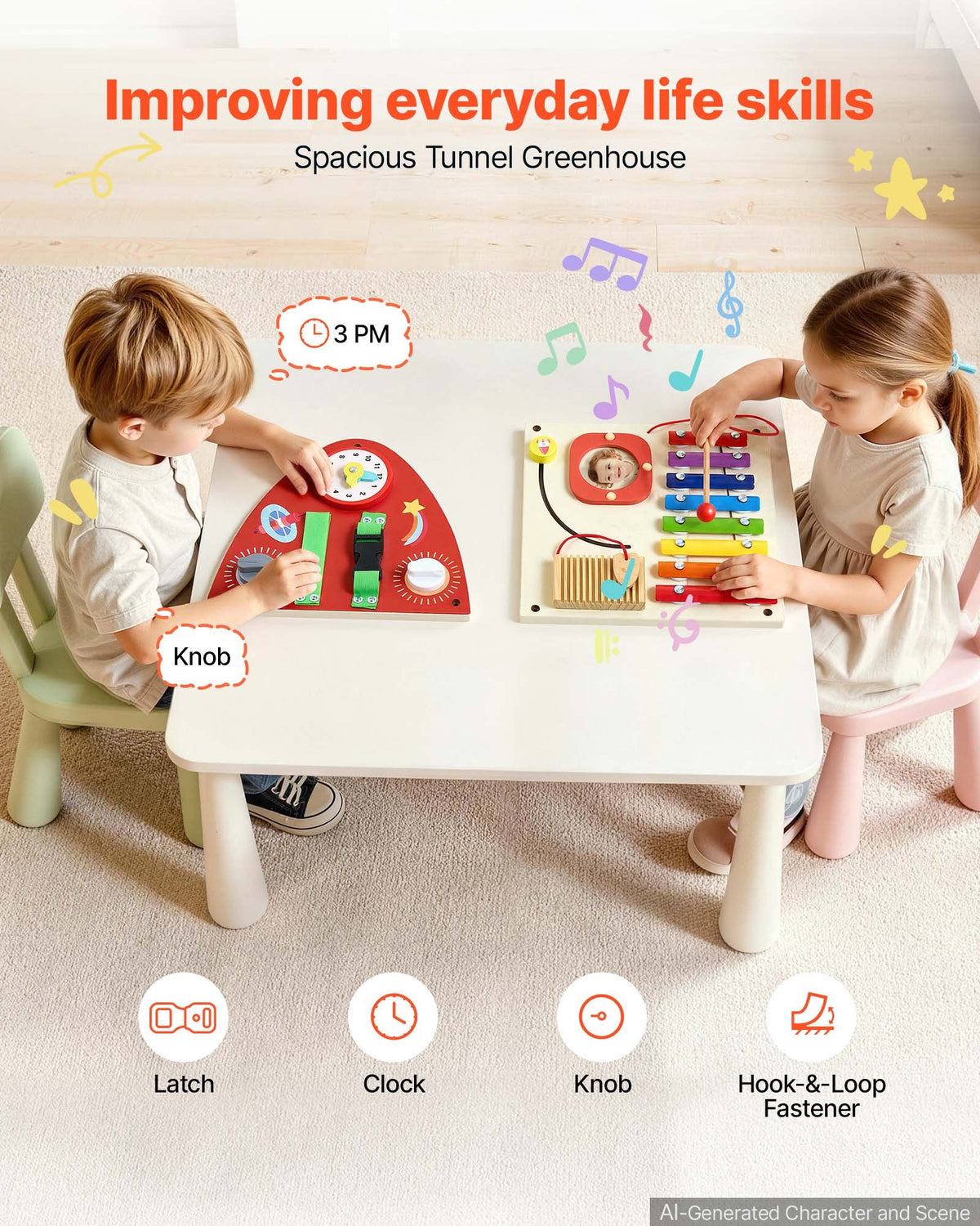 VEVOR Wall Busy Board, 13-in-1 Rocket Montessori Sensory Activity Panels, Learning Activity Center for Daycare, Classroom, Playroom, and Home, Sturdy Wooden Educational Toys, with Mounting Hardware