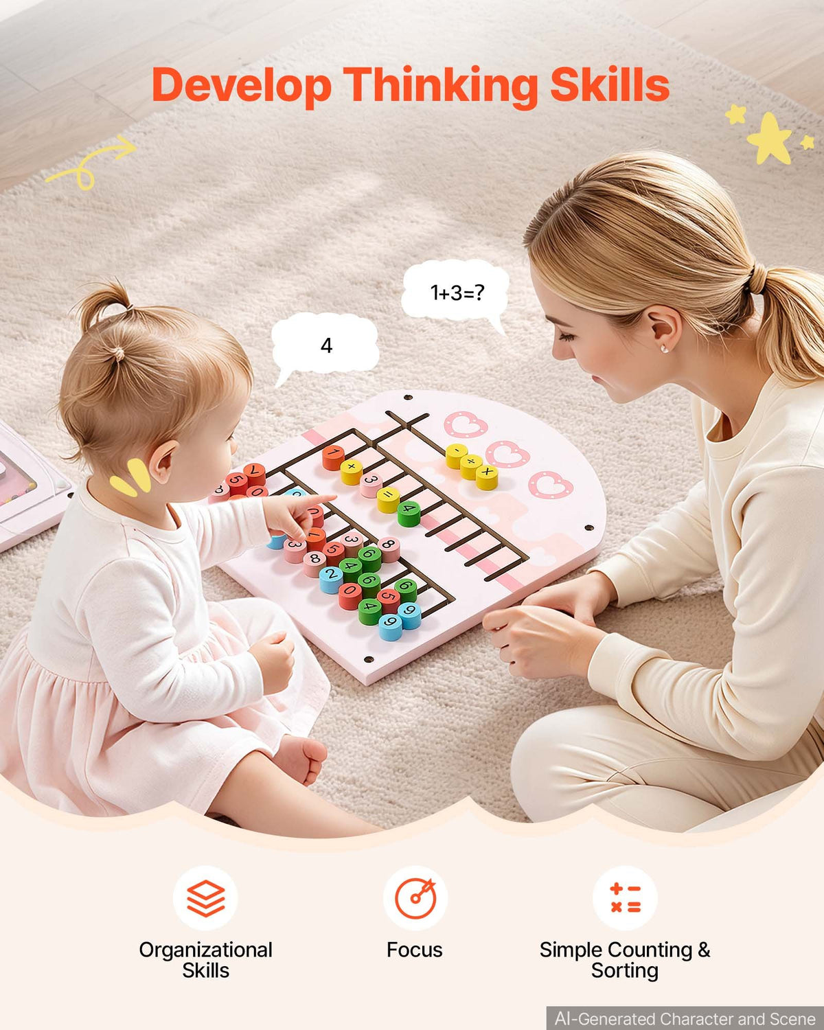 VEVOR Wall Busy Board, 14-in-1 Castle Montessori Sensory Activity Panels, Learning Activity Center for Daycare, Classroom, Playroom, and Home, Sturdy Wooden Educational Toys, with Mounting Hardware