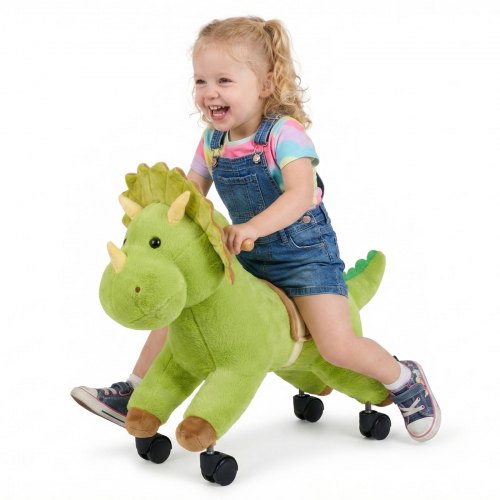 VEVOR Ride On Horse, Riding Dinosaur Toys for Kids, Features Lifelike Dinosaur Roars, No Battery Required, 360-Degree Flexible Smooth Wheels, Soft Seat, 40 kg Max Load Capacity for Toddlers Ages 3+