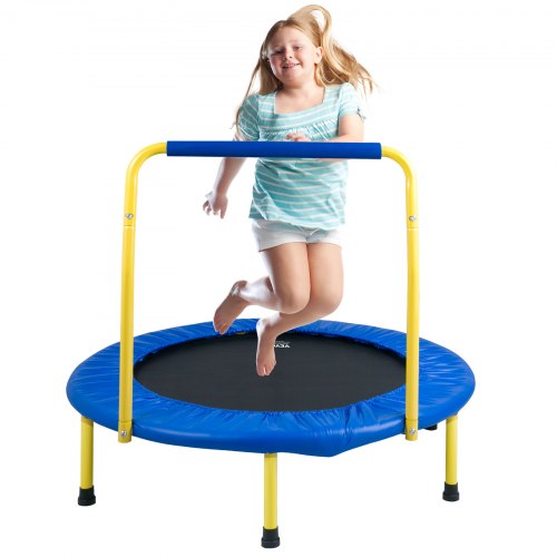 VEVOR 91.4 cm Trampoline for Kids, 91.4 cm Trampolines Indoor/Outdoor Trampoline for Toddlers, Foldable Mini Baby Trampoline with Foam Handle, Recreational Trampoline Birthday Gift for 3+ Years Kids