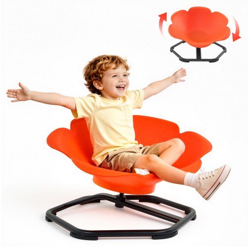 VEVOR Spinning Chair for Autistic Kids Ages 3-12 Autism Sensory Toy 100 kg, Sit and Spin Swivel Seat for Children ADHD, Secure & Supportive Backrest, Training Body Coordination, 650 mm x 650 mm, Orange