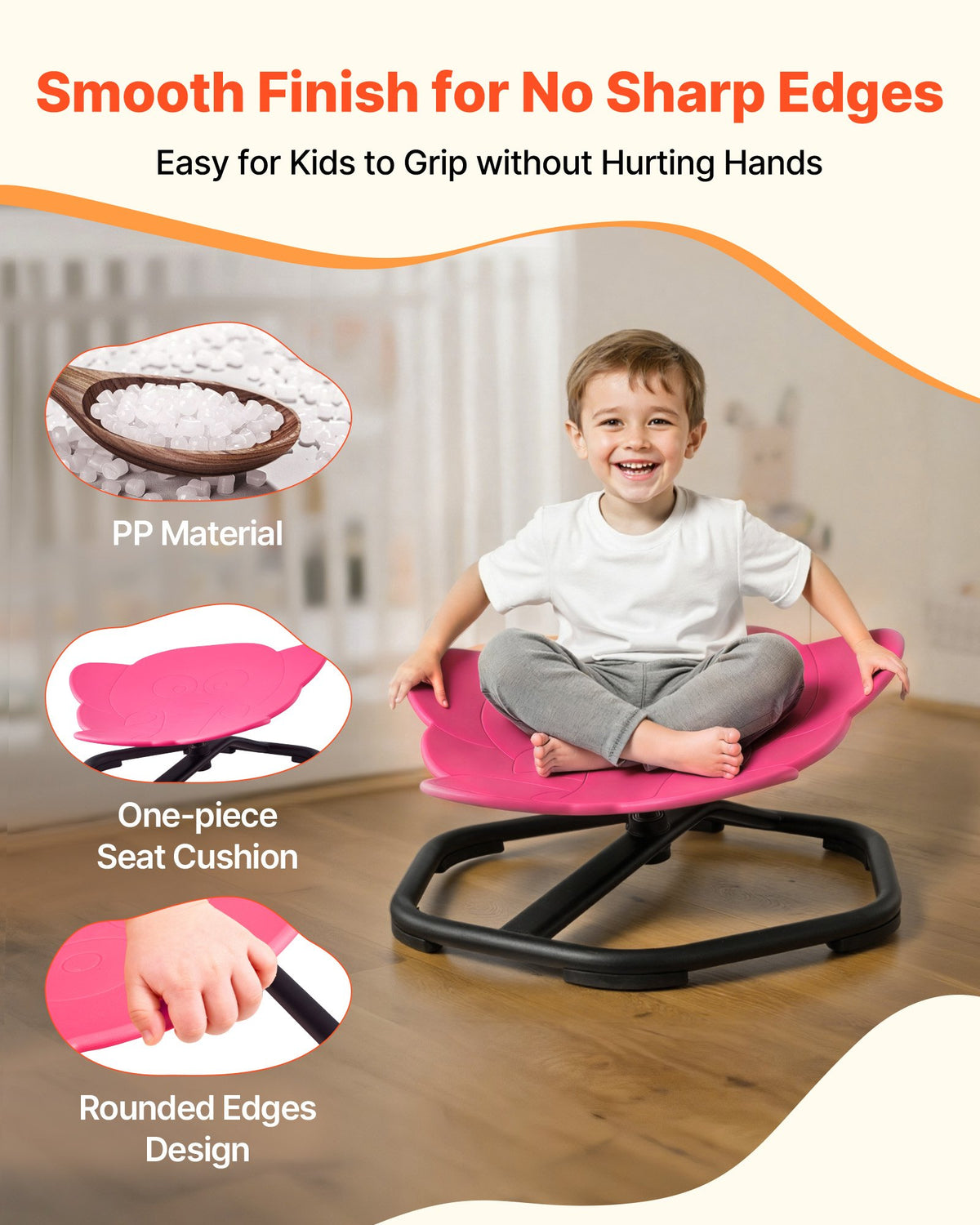 VEVOR Kids Swivel Chair, 220 lbs Capacity, Elephant Shape Sensory Spinning Chair, Autistic Kids Sensory Toy Seat with Non-Slip Metal Base, Toddler Sit & Spin Seat for Coordination Balance Focus, Red