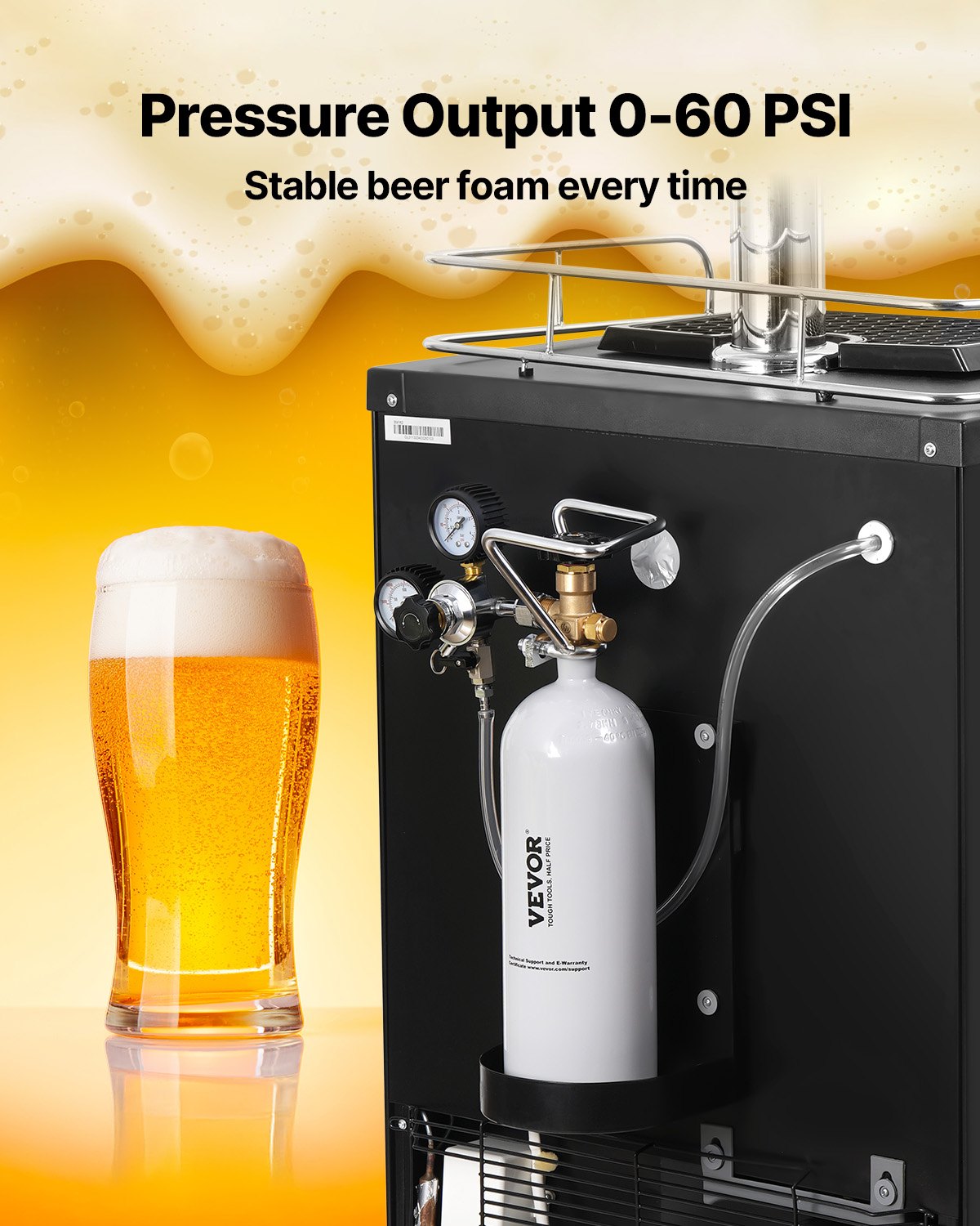 VEVOR CO2 Tank, 4.41 lbs New Alloy Steel Cylinder, CO2 Air Tank with Gray Spray Coating, DIN477 Valve, Handle & Adjustable Pressure, TUV Approved Gas Cylinder for Draft Beer Dispensing and Soda Maker