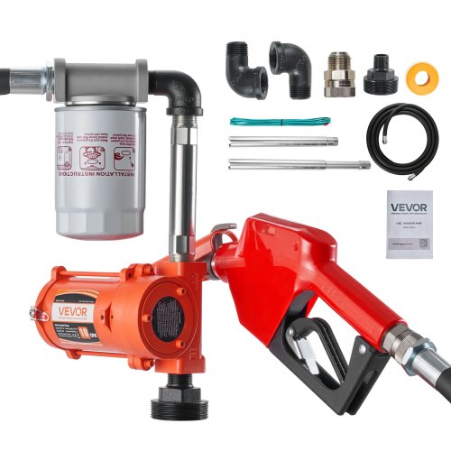 VEVOR Fuel Transfer Pump, 12V DC 40 L/min, Portable Diesel Transfer Pump Kit, with Auto Shut-Off Nozzle, Discharge Hose, Overheat Protection, Power Cable, Explosion-Proof, for Gasoline Diesel Kerosene