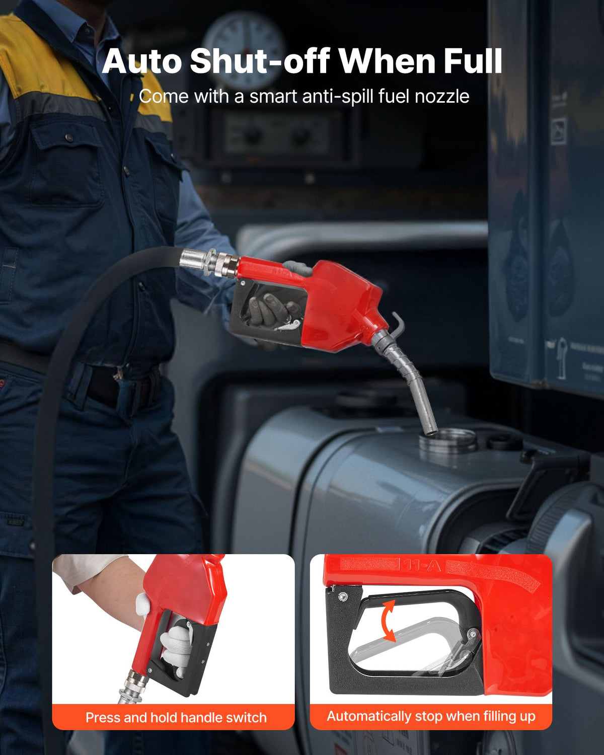 VEVOR Fuel Transfer Pump, 12V DC 40 L/min, Portable Diesel Transfer Pump Kit, with Auto Shut-Off Nozzle, Discharge Hose, Overheat Protection, Power Cable, Explosion-Proof, for Gasoline Diesel Kerosene