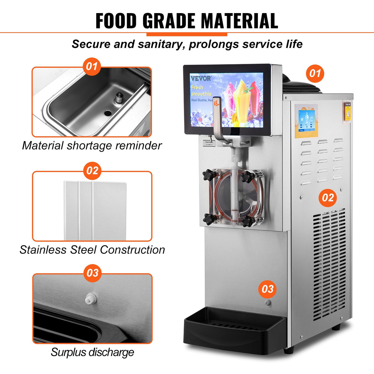 VEVOR 8L / 2.1 Gal Single Bowl Commercial Slushy Machine Margarita Smoothie Frozen Drink