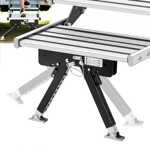 VEVOR RV Step Stabilizer, Height Adjustable Step Stabilizer Kit, Camper Stair Stabilizers with Powder Coated Steel for 5th Wheels, Travel Trailers and Motorhomes, Adjustable from 76.2mm to 381mm