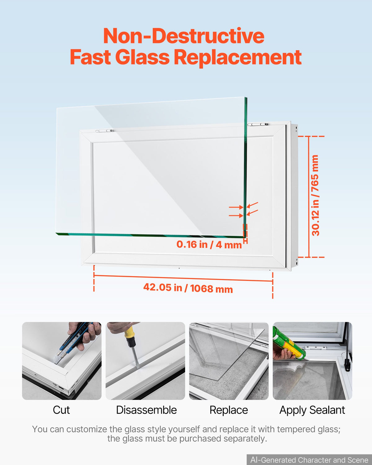 VEVOR Concession Window 1220x915mm Aluminum Alloy Service Window, for Food Truck, Up to 85 Degrees Stand Serving w/ 2 Sliding Acrylic Windows, Awning Door and Drag Hook, Rainwater Resistant