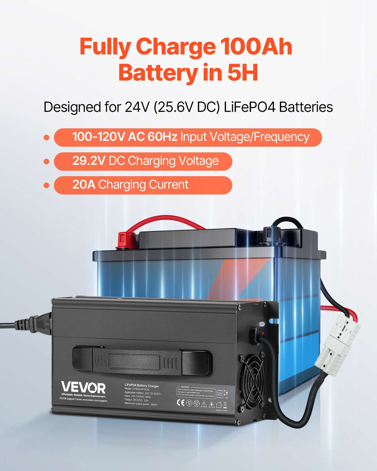 VEVOR 24V 20A Lithium Battery Charger
