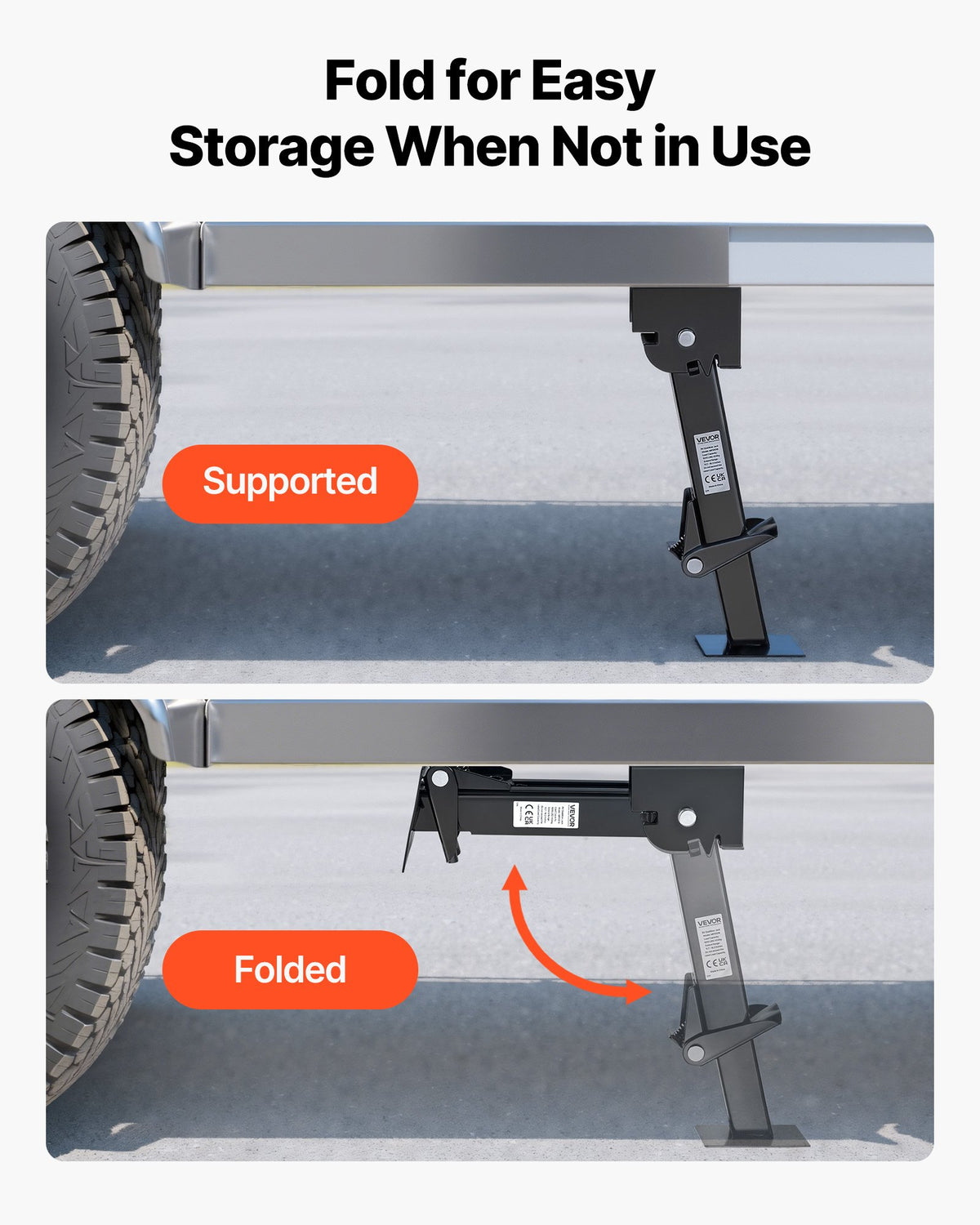 VEVOR Telescoping Stabilizer Jack, 2PCS Telescoping Folding Trailer Jack, Trailer Swing Down Stabilizer Jack for RV Trailer, Supports 453.59kg Capacity Each, Adjustable from 297.18mm to 462.28mm