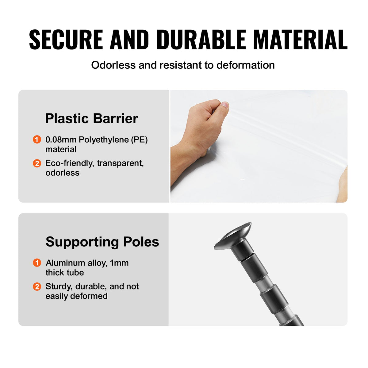 VEVOR Dust Barrier Poles, 12 Ft Poles with 4 Telescoping Poles, Carry Bag, and 32.8x13.12 Ft Plastic Film, for Interior Decoration and Painting Projects