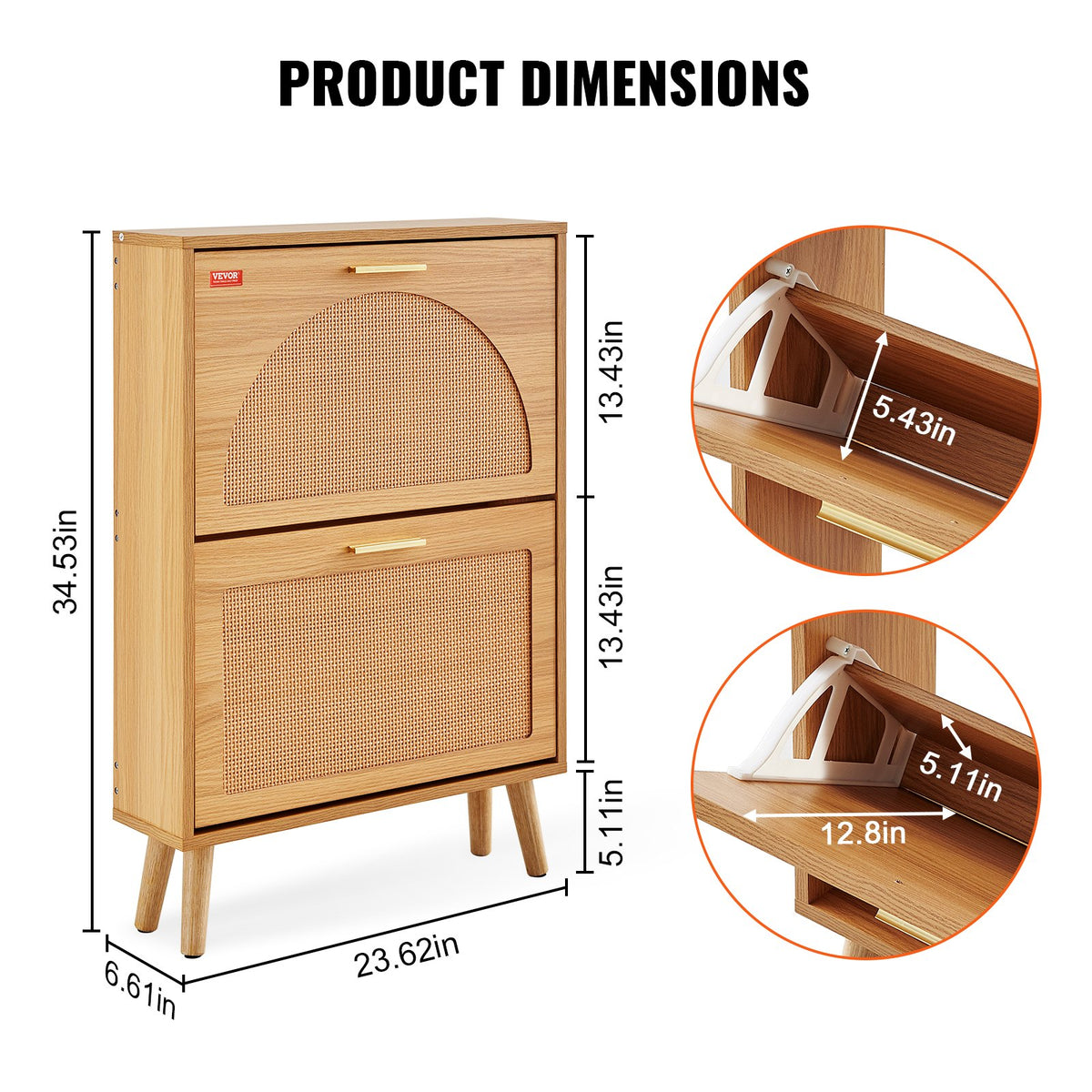 VEVOR Shoe Cabinet with 2 Flip Drawers