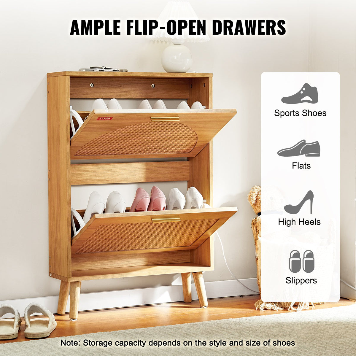 VEVOR Shoe Cabinet with 2 Flip Drawers