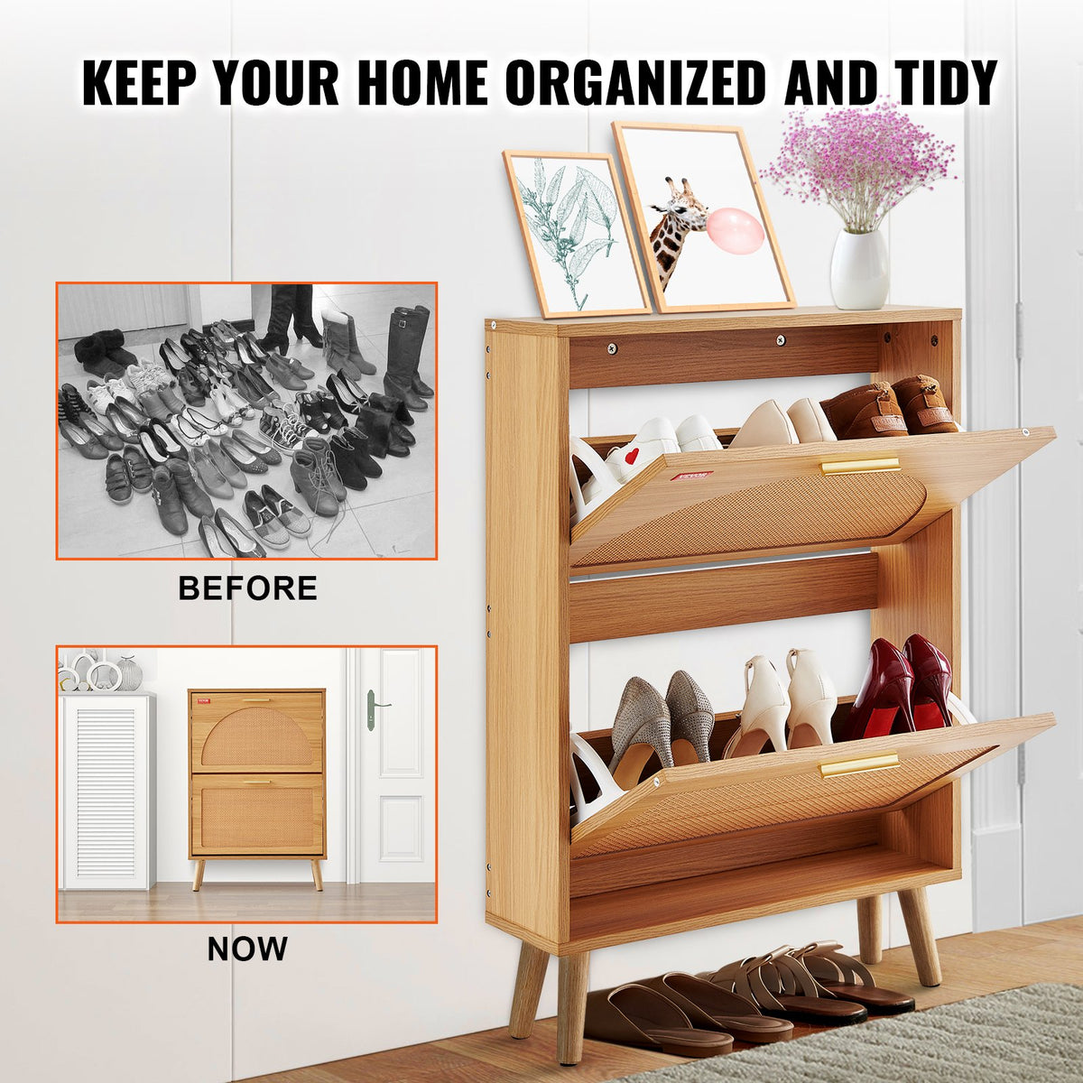 VEVOR Shoe Cabinet with 2 Flip Drawers