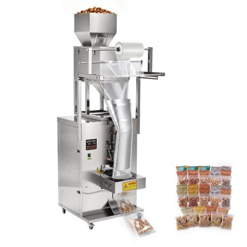 VEVOR Powder Filling and Sealing Machine, 10-999g Automatic Particle Granule Packaging Machine, Stainless Steel, Intelligent Weighing Filling Sealing, for Coffee Beans, Grains, Tea, Spices, Silver
