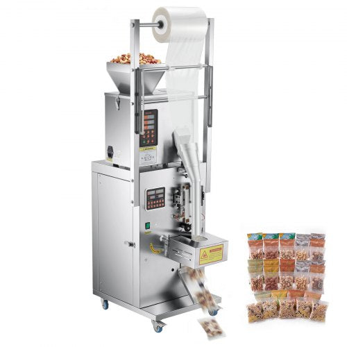 VEVOR Powder Filling and Sealing Machine, 1-99.9g Automatic Particle Granule Packaging Machine, Stainless Steel, Intelligent Weighing Filling Sealing, for Coffee Beans, Grains, Tea, Spices, Silver