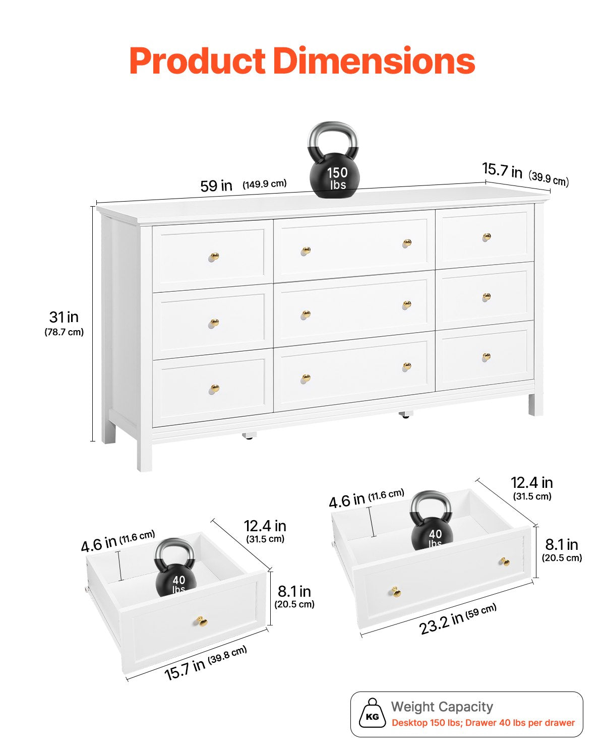 VEVOR 9 Drawer Dresser